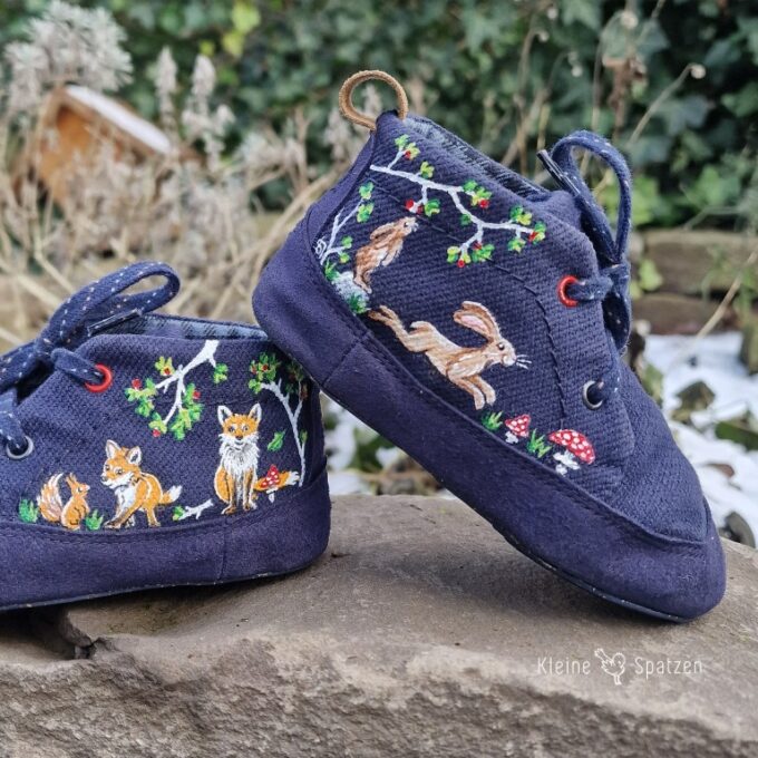 Handbemalt by Kleine-Spatzen Wildlinge mit Füchsen und Hase
