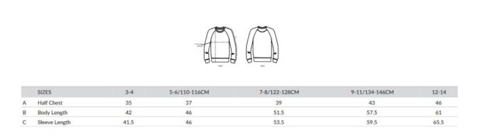 Wolf & Kaninchen handbemaltes Sweatshirt Maßtabelle