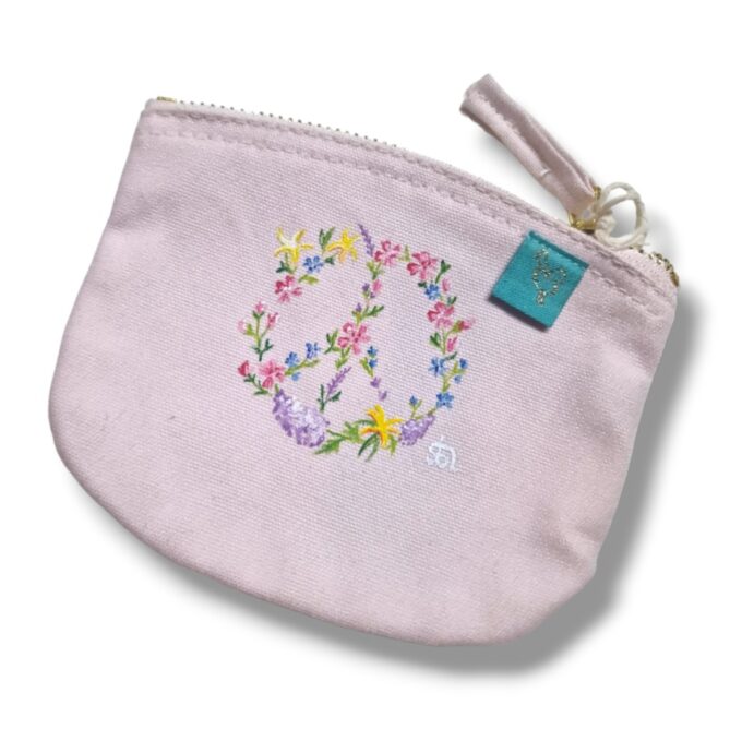 Blumenpeace Handbemaltes Portemonnaie Täschchen Bio Baumwolle by Kleine-Spatzen personalisiert mit Namenszug einzigartig Tiermotive individuelles Geschenk Geschenkidee (9)