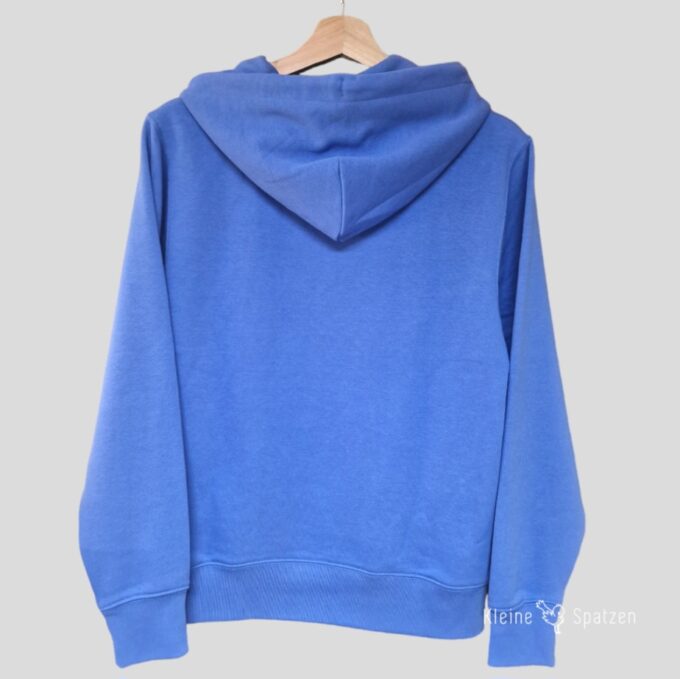 Handbemaltes Sweatshirt in Bright Blue by Kleine-Spatzen mit Motiv Ente und Federn aus Bio Baumwolle (2)