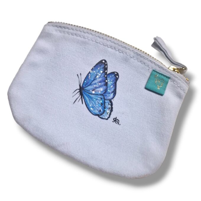 Schmetterling Handbemaltes Portemonnaie Täschchen Bio Baumwolle by Kleine-Spatzen personalisiert mit Namenszug einzigartig Tiermotive individuelles Geschenk Geschenkidee (7)