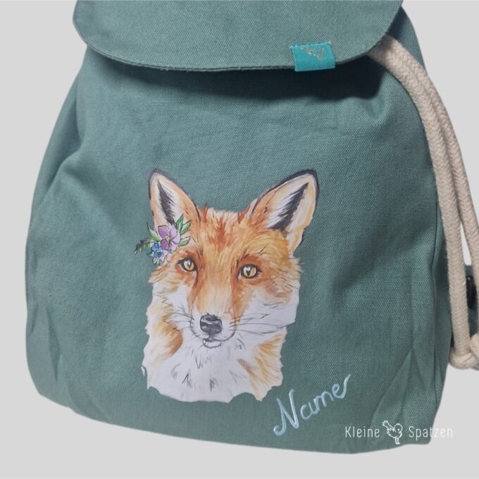 Rucksack Fuchsmädchen Beispiel für Namenszug