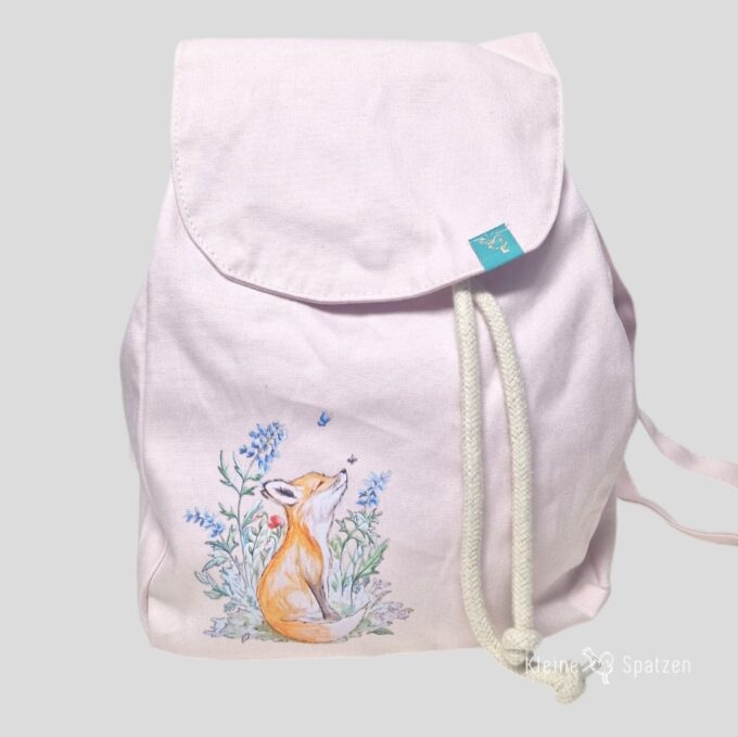 Rucksack Organic Mini Pastel Pink mit Blumenfuchs