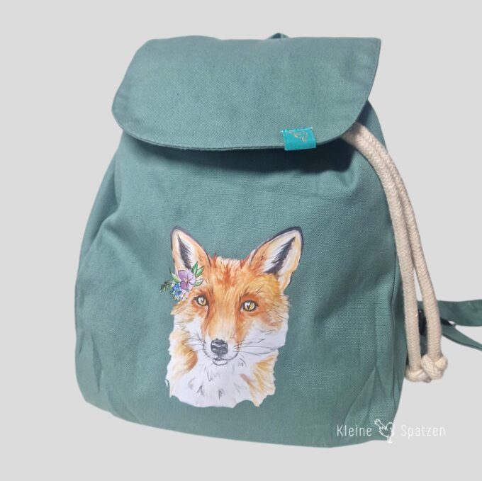 Rucksack Organic Mini Sage mit Fuchsmädchen