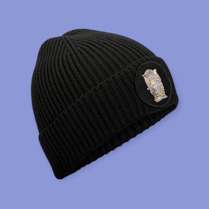Mütze mit rundem Patch Black mit Leo