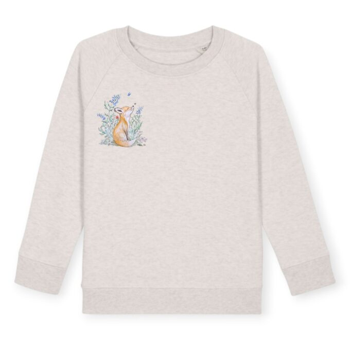 Sweatshirt Kids in Cream Heather Grey mit Blumenfuchs