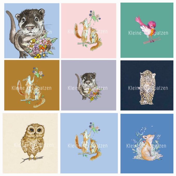 Übersicht Kleine-Spatzen Druck Motive