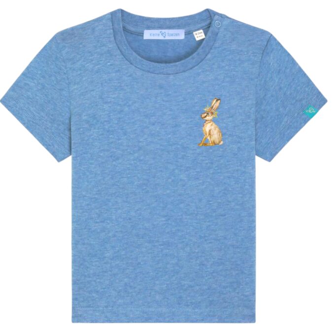 T-Shirt Minis in Mid Heather Blue mit Motiv Hase by Kleine-Spatzen (5)