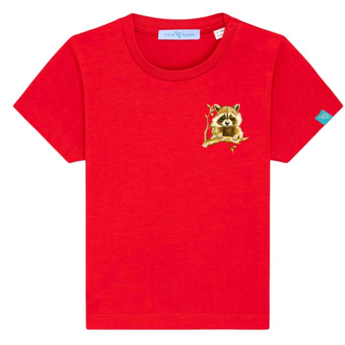 T-Shirt Minis in Red mit Motiv Waschbär by Kleine-Spatzen