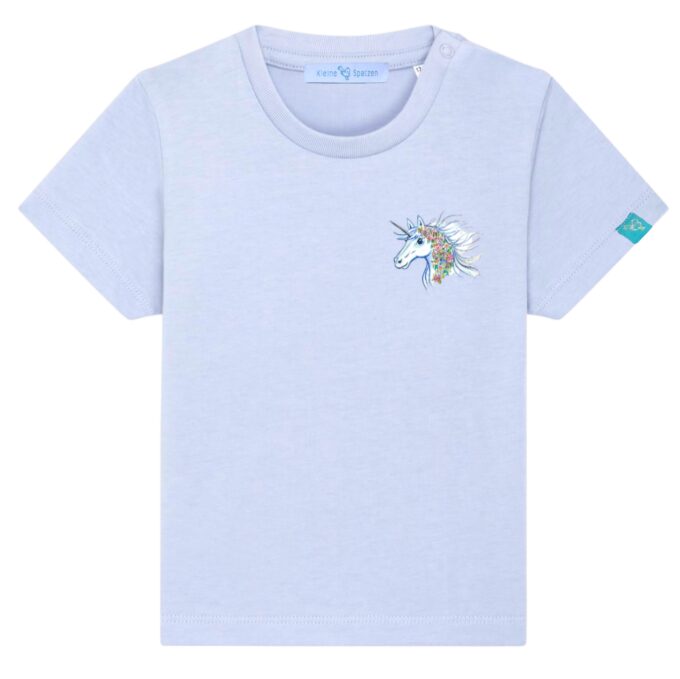T-Shirt Minis in Serene Blue mit Motiv Einhorn by Kleine-Spatzen