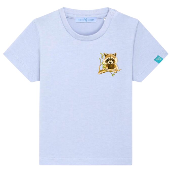 T-Shirt Minis in Serene Blue mit Motiv Waschbaär by Kleine-Spatzen