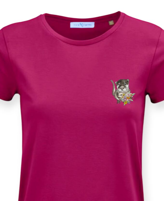 T-Shirt Woman by Kleine-Spatzen in Fuchsia mit Motiv Otter