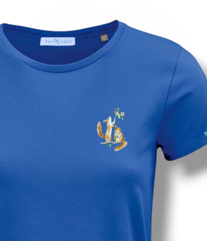T-Shirt Woman by Kleine-Spatzen in Royal Blue mit Motiv Eichhörnchen